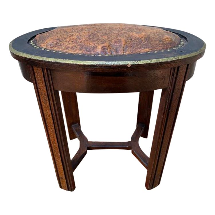Klavier sitzender Hocker Leder Art Deco