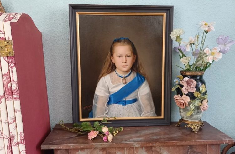 Porträt eines kleinen Mädchens, Öl auf Leinwand / 19. Jahrhundert