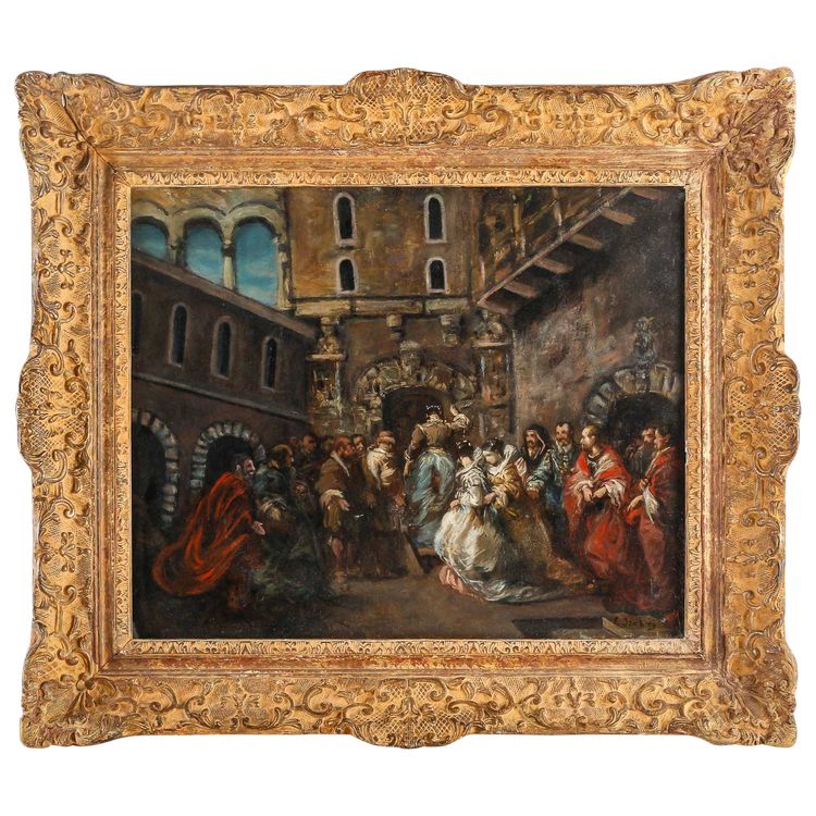 Eugène Isabey (1803-1886) : Les Fiançailles , Huile sur Toile, Vers 1830