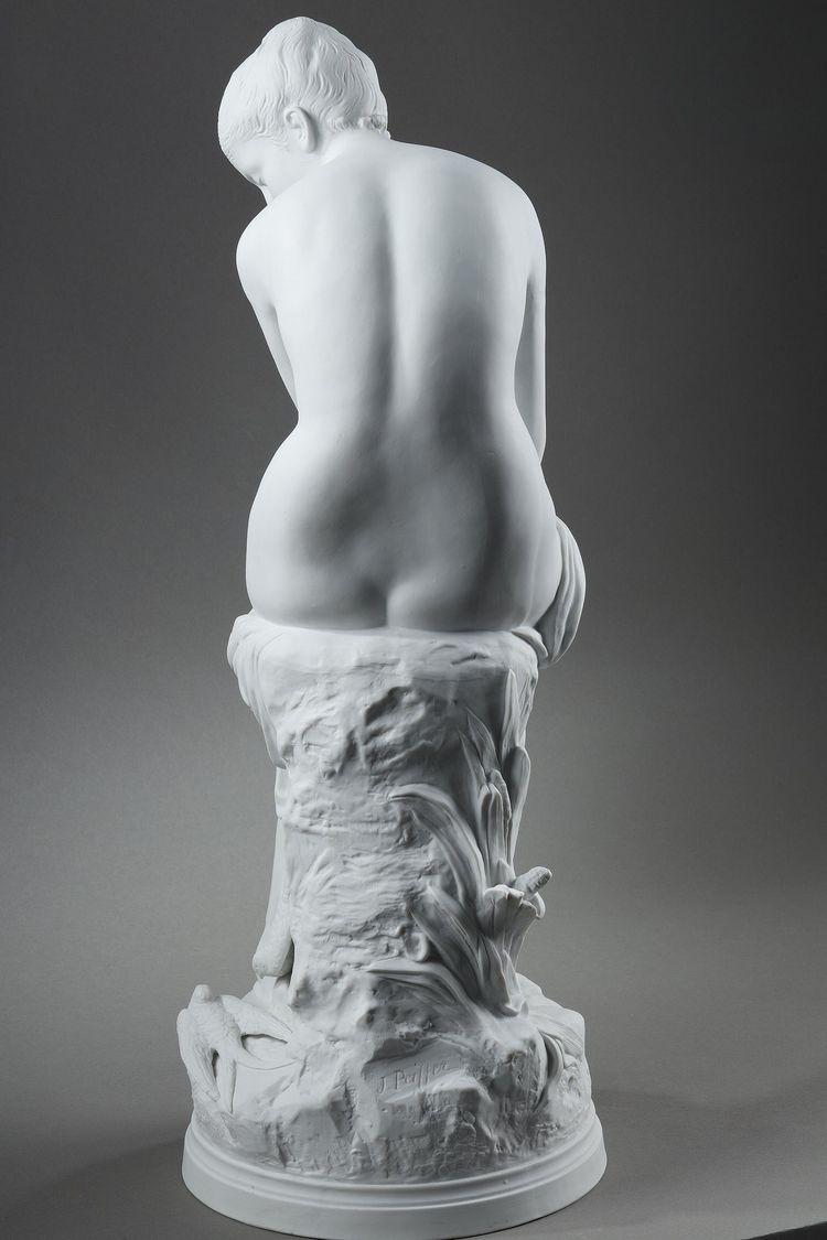 BISCUIT, "BATHER WITH SWALLOWS" BY AUGUSTE JOSEPH PEIFFER (1832 CA. 1886)
