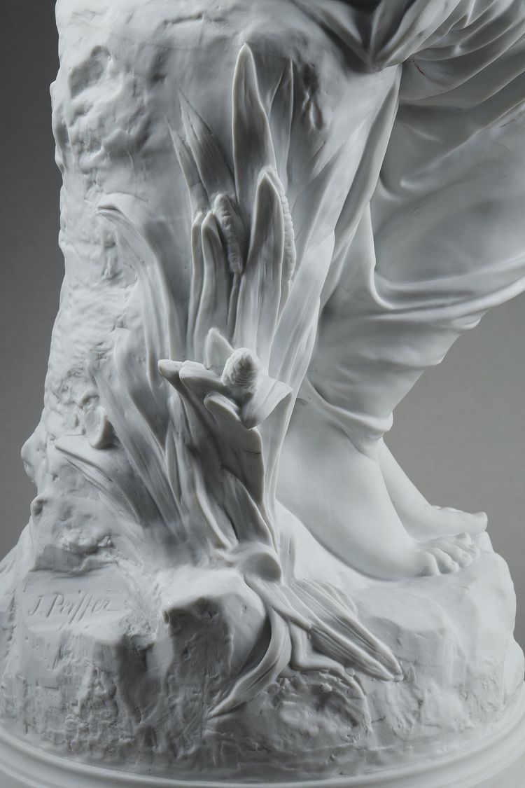 BISCUIT, "BATHER WITH SWALLOWS" BY AUGUSTE JOSEPH PEIFFER (1832 CA. 1886)