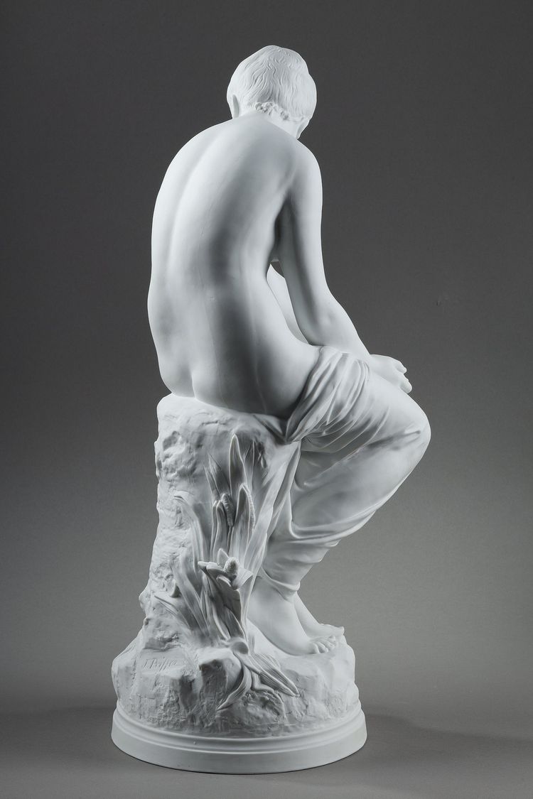 BISCUIT, "BATHER WITH SWALLOWS" BY AUGUSTE JOSEPH PEIFFER (1832 CA. 1886)