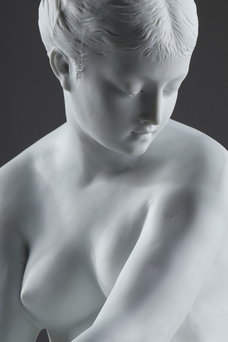 BISCUIT, "BATHER WITH SWALLOWS" BY AUGUSTE JOSEPH PEIFFER (1832 CA. 1886)