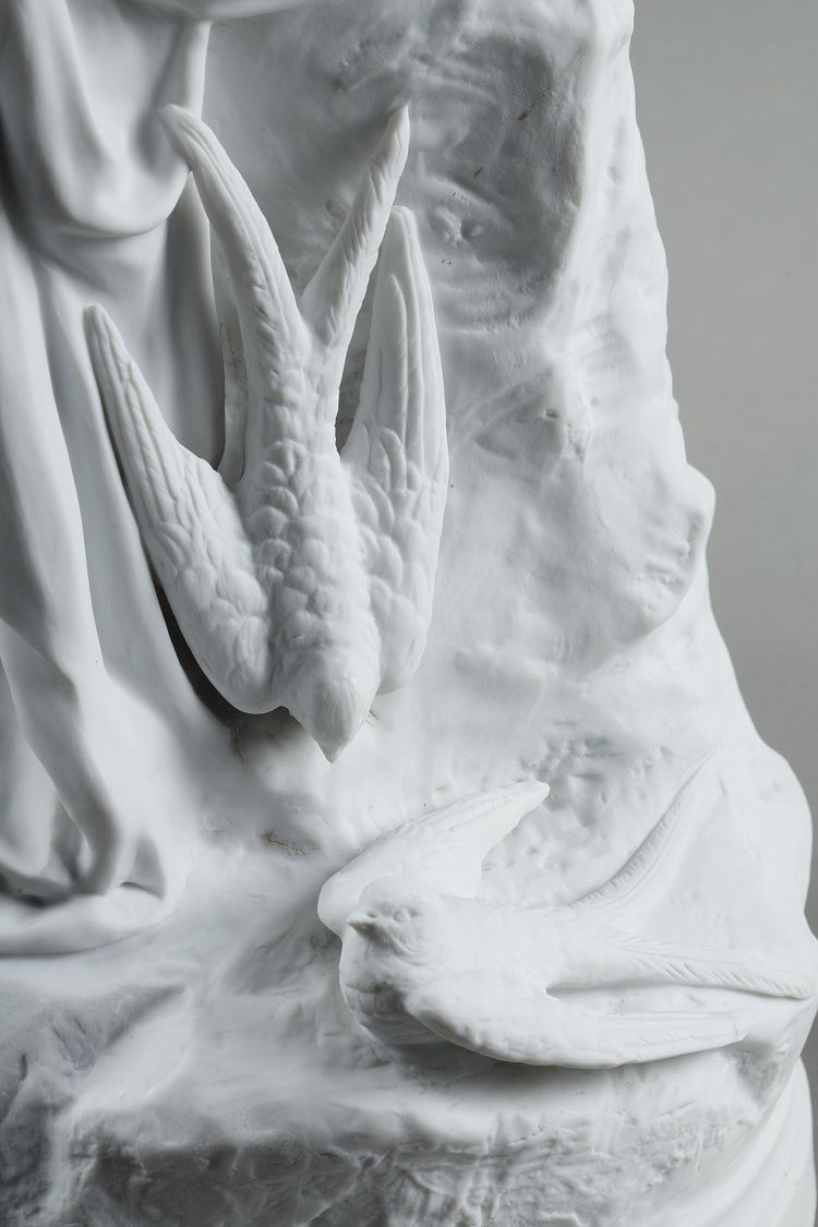 BISCUIT, "BATHER WITH SWALLOWS" BY AUGUSTE JOSEPH PEIFFER (1832 CA. 1886)