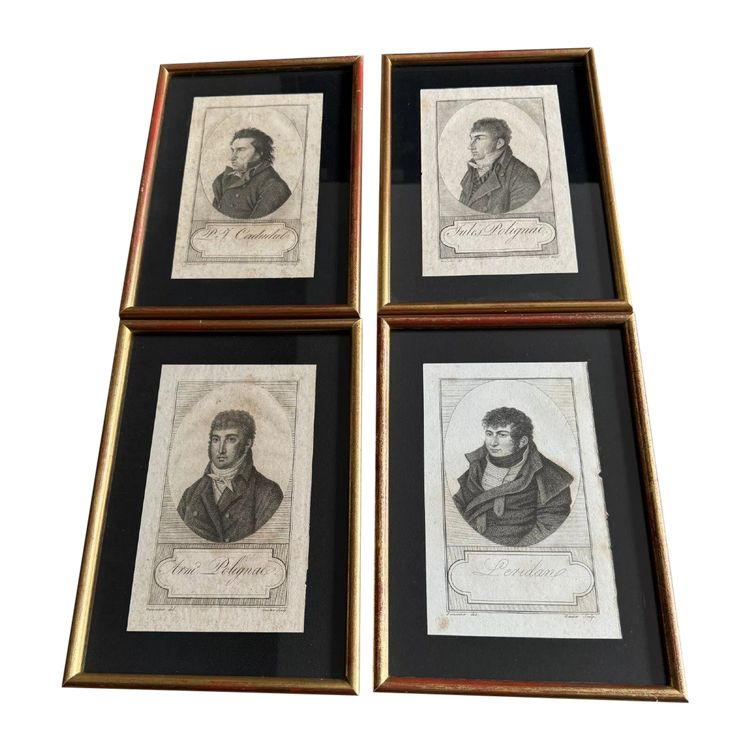 Suite de 4 gravures première partie du XIXe Polignac Leridane Cadudal