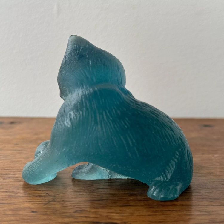 Daum France cat playing with a glass paste ball