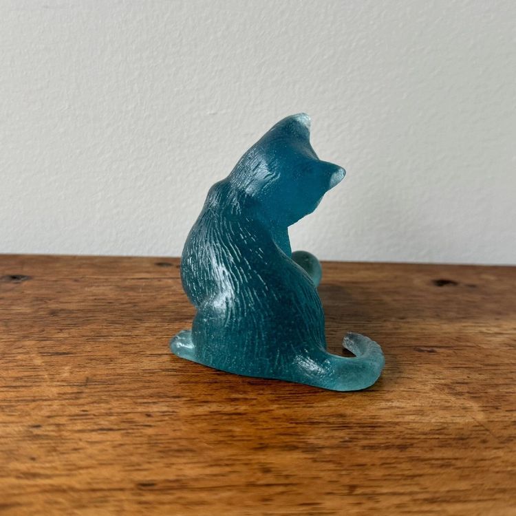 Daum France cat playing with a glass paste ball