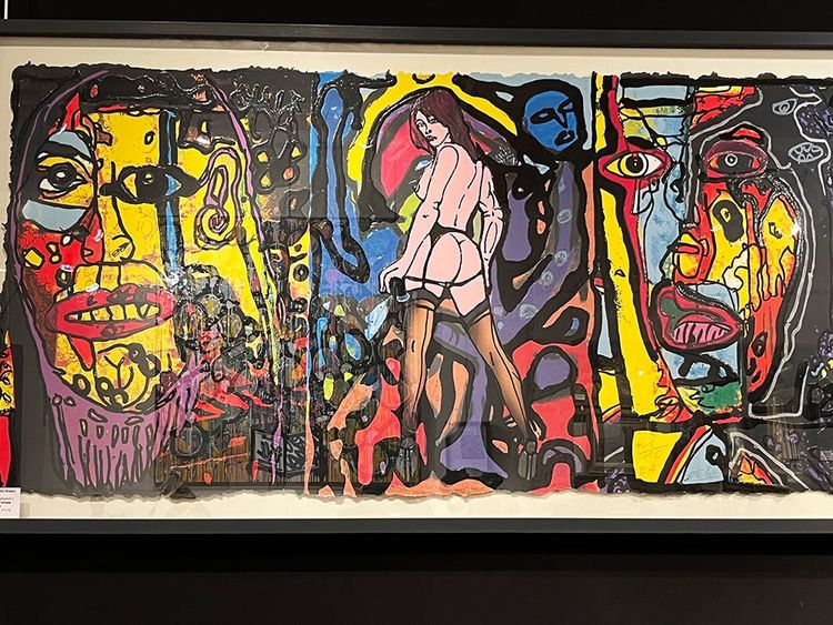 Großer Siebdruck signiert COMBAS (mit Bleistift), 134 cm, E.A., Suzanne und die Voyeure