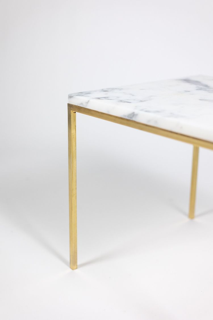 Pair of marble and gilt bronze end tables. 1970s. LS6309409P