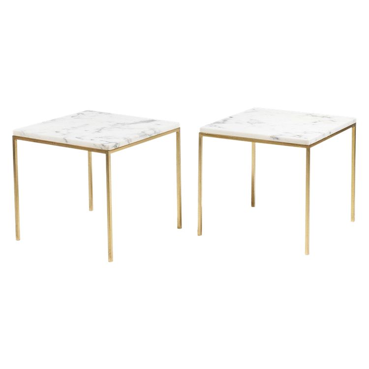 Pair of marble and gilt bronze end tables. 1970s. LS6309409P