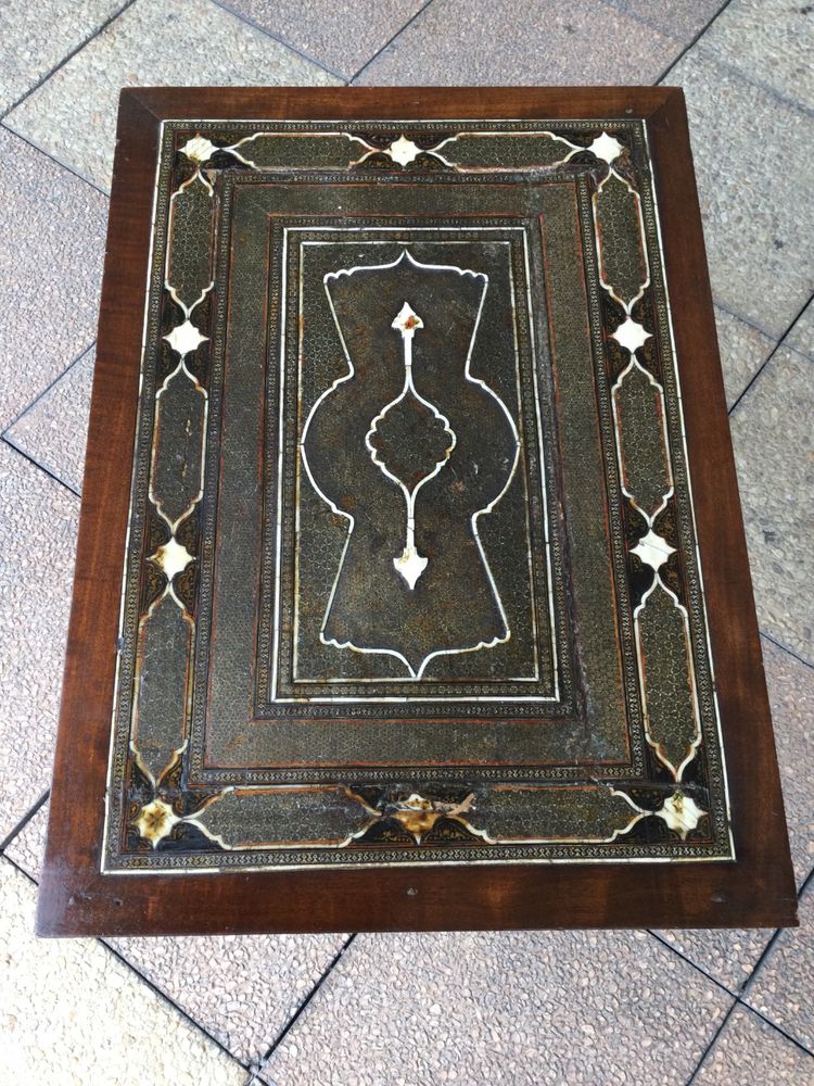 A small Louis XVI mahogany side table with an oriental-style top