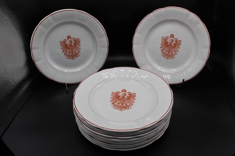 Set of 12 Plates from the Personal Service of William II at the Imperial Palace in Strasbourg