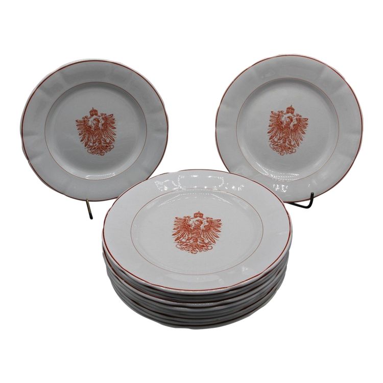 Set of 12 Plates from the Personal Service of William II at the Imperial Palace in Strasbourg
