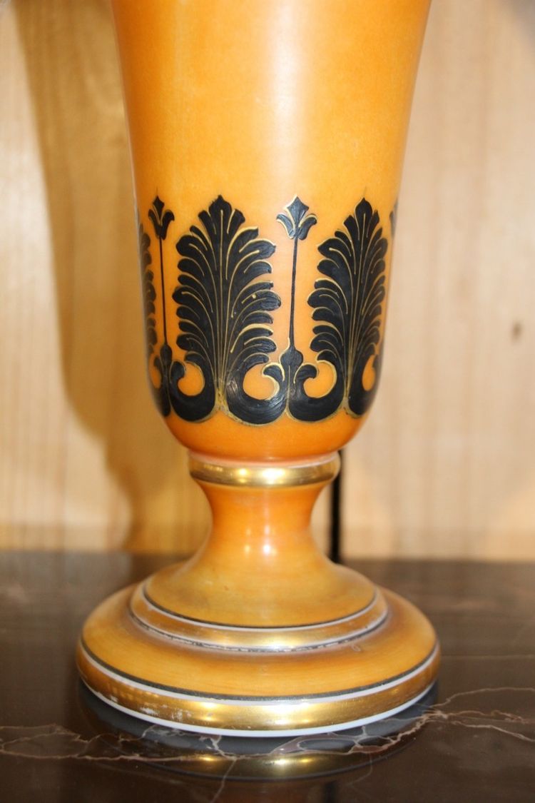 Pair of Charles X Cornet Vases in Baccarat Opaline