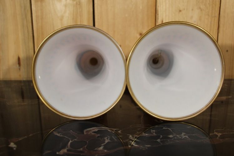 Pair of Charles X Cornet Vases in Baccarat Opaline