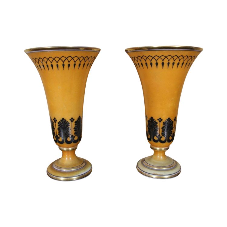 Pair of Charles X Cornet Vases in Baccarat Opaline