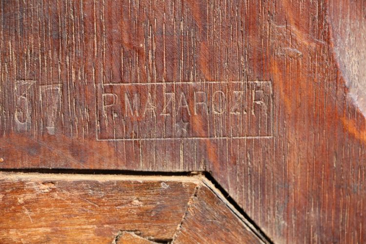 Large Carved Wooden Clock Signed by Paul Mazaroz