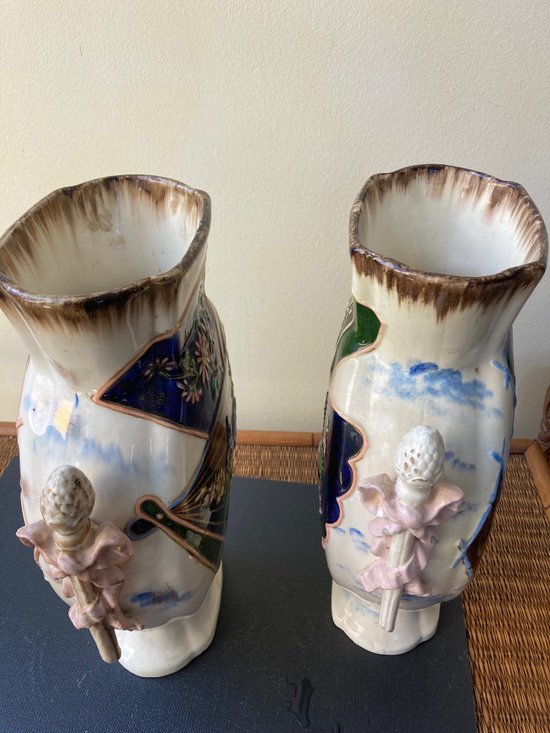 Pair of barbotine vases 19th century