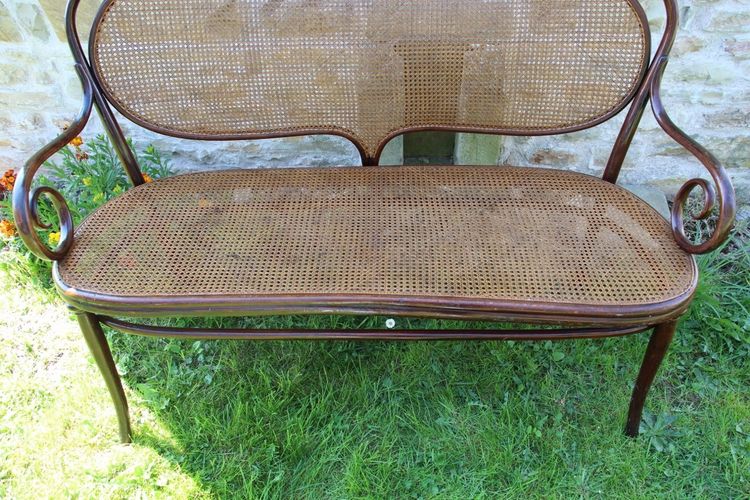 Curved Wooden Bench No. 5 Signed De Thonet 19th Century
