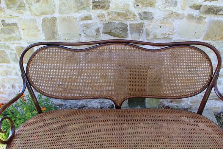 Curved Wooden Bench No. 5 Signed De Thonet 19th Century