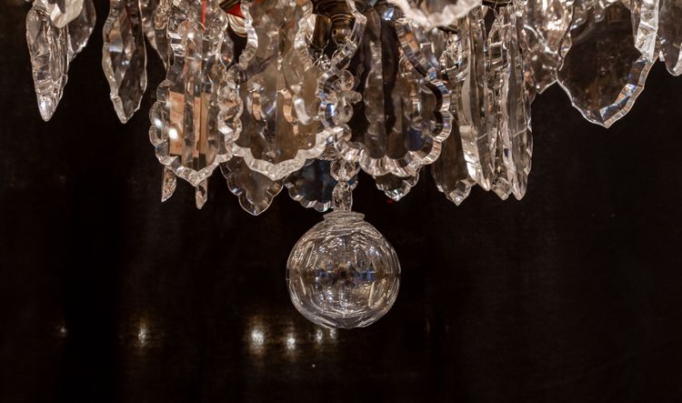 Henri Vian (1860-1905) & Baccarat: Louis XVI style silvered bronze chandelier circa 1890