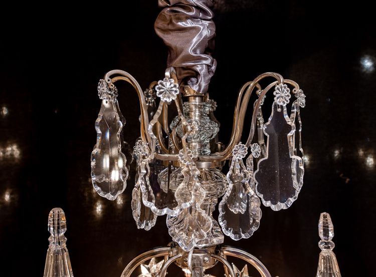 Henri Vian (1860-1905) & Baccarat: Louis XVI style silvered bronze chandelier circa 1890