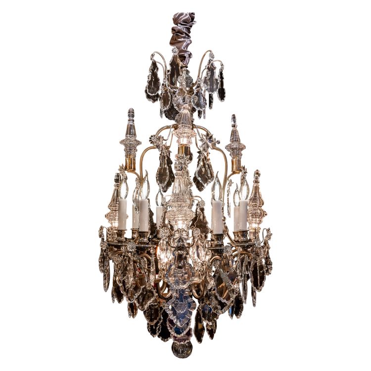 Henri Vian (1860-1905) & Baccarat: Louis XVI style silvered bronze chandelier circa 1890
