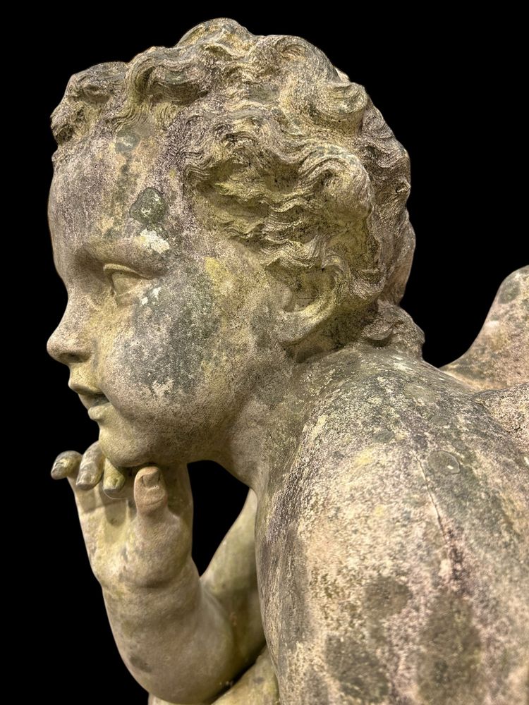 Important Garden Sculpture "Love" in White Terracotta, Late 19th Century H 92 Cm