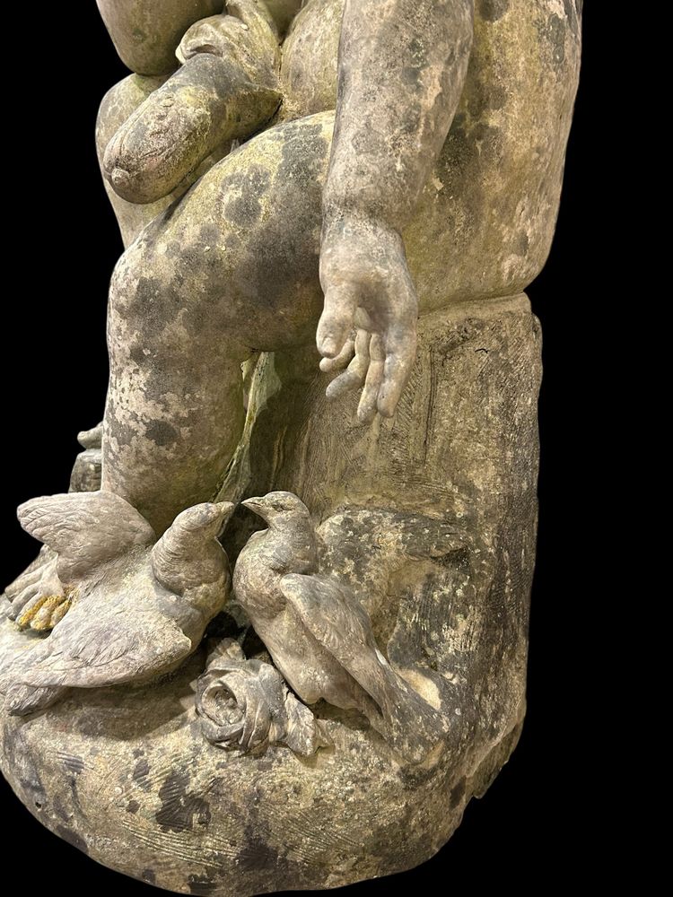 Important Garden Sculpture "Love" in White Terracotta, Late 19th Century H 92 Cm