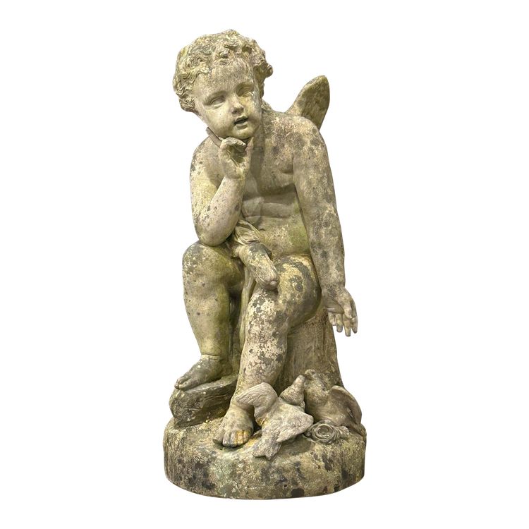 Important Garden Sculpture "Love" in White Terracotta, Late 19th Century H 92 Cm