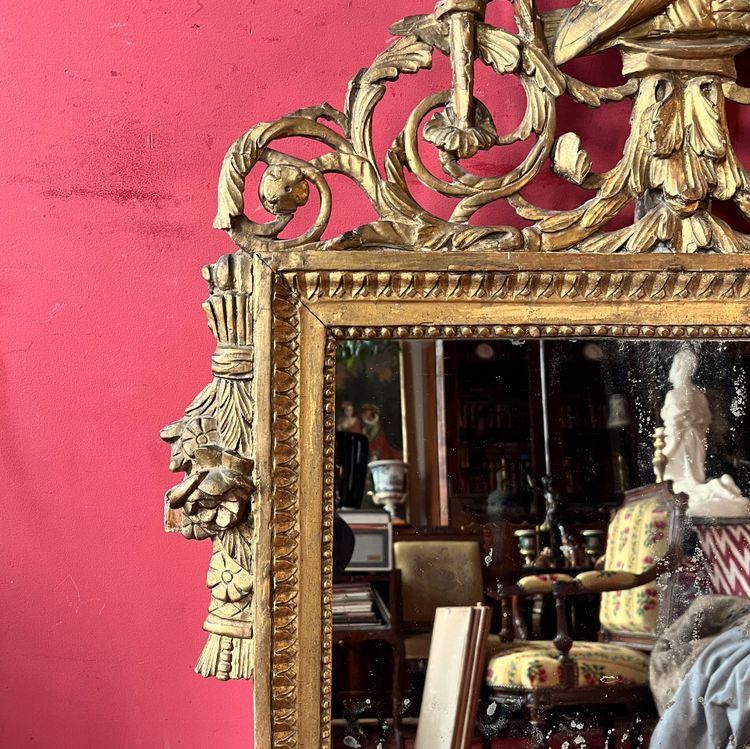 Mirror with garden attributes, Louis XVI period