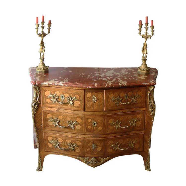 Commode Louis XV marqueterie de fleurs