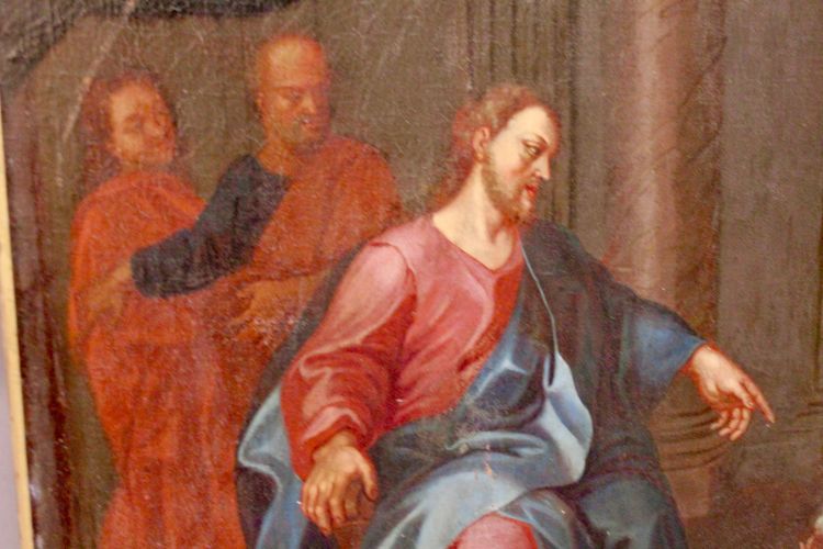 Öl auf Leinwand, 18. Jahrhundert „Christus bei Martha und Maria“ 