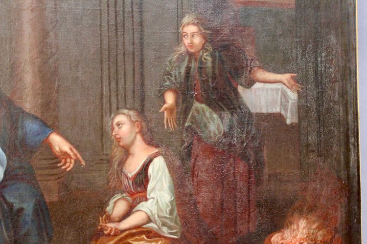 Öl auf Leinwand, 18. Jahrhundert „Christus bei Martha und Maria“ 