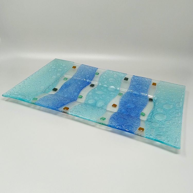 Plateau étonnant des années 1970 par Albatros en verre de Murano. Fabriqué en Italie.