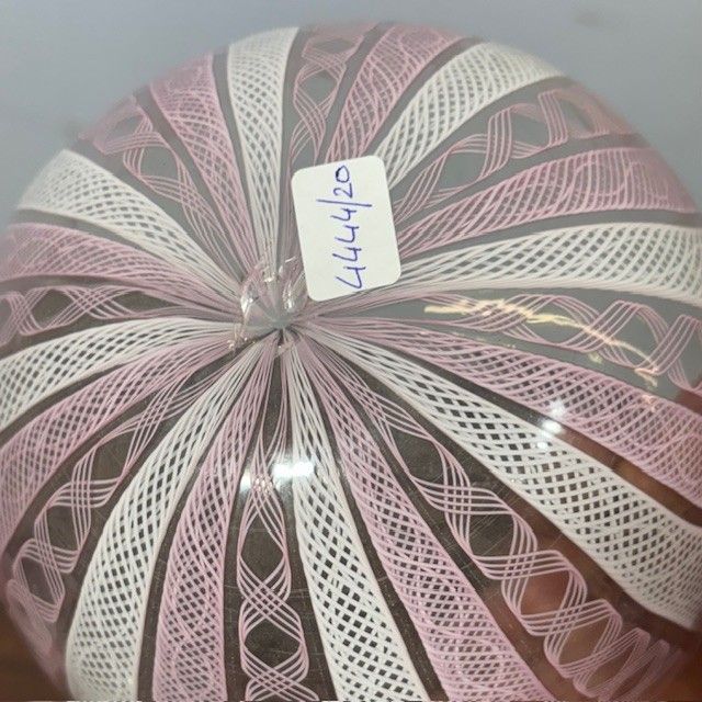 Centre de table ancien en verre de Murano Salviati, fin du XIXe siècle, verre Zanfirico. Taille cm 15 h 6 