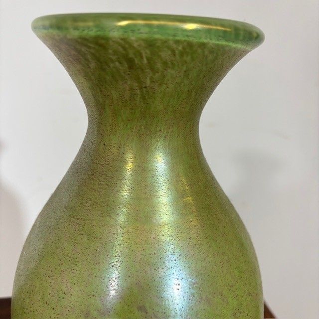 Pair of Fratelli Toso vases from the 60s Murano glass with metallic luster. H 29 – H 22