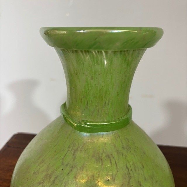 Pair of Fratelli Toso vases from the 60s Murano glass with metallic luster. H 29 – H 22
