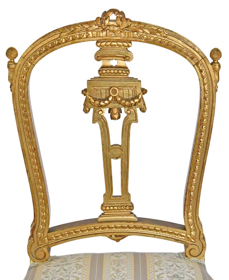 Pair of Louis XVI style chairs in gilded wood