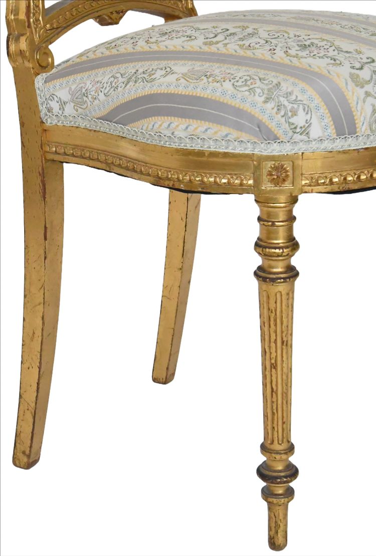 Pair of Louis XVI style chairs in gilded wood