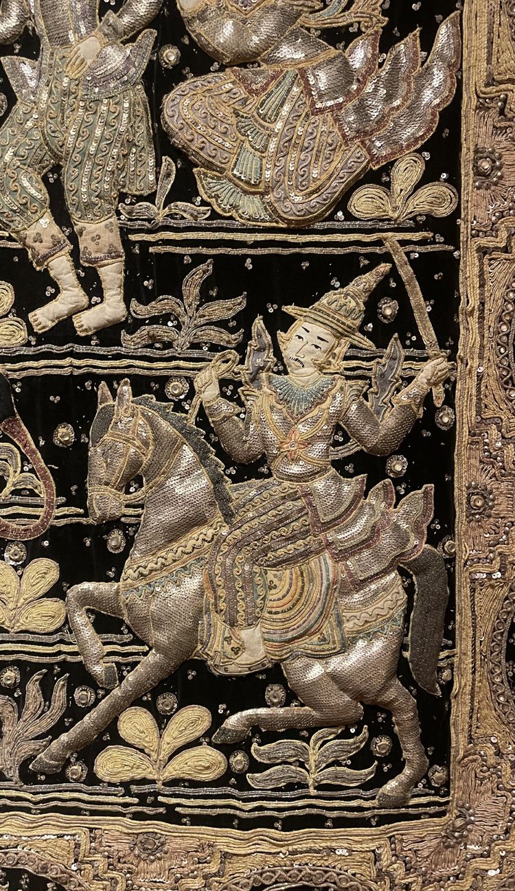 Large Embroidery Kingdom Of Siam 19th Century 3m35-1m85