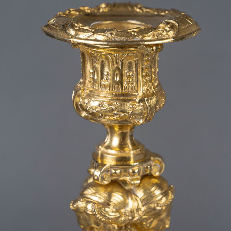 After Robert-Joseph Auguste - Vestal Virgins Pair of Louis XVI Style Gilt Bronze Candlesticks, circa