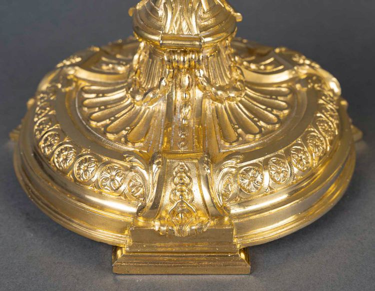 After Robert-Joseph Auguste - Vestal Virgins Pair of Louis XVI Style Gilt Bronze Candlesticks, circa
