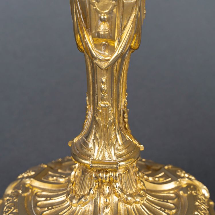 After Robert-Joseph Auguste - Vestal Virgins Pair of Louis XVI Style Gilt Bronze Candlesticks, circa