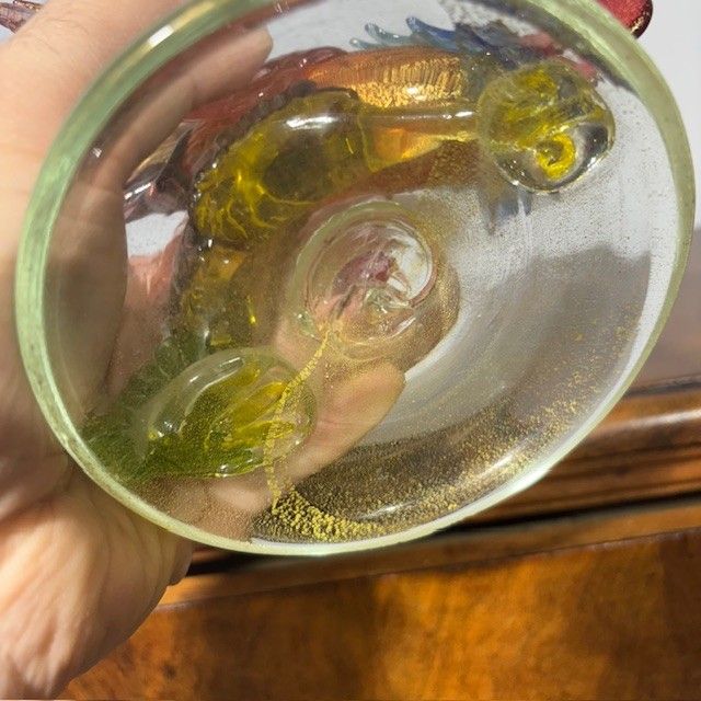 Sculpture en verre de Murano Coq de Barovier e Toso des années 50, magnifique avec des couleurs irisées. Mis h 17 