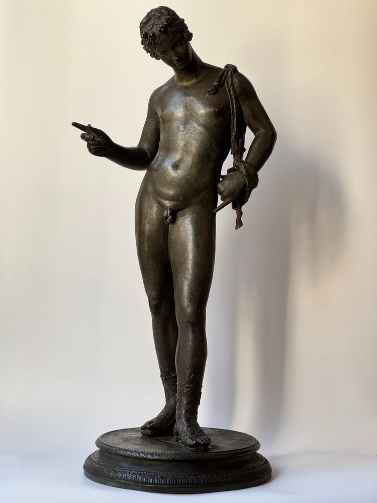Narciso di Pompei, scultura in bronzo del "Grand Tour" H 63 cm