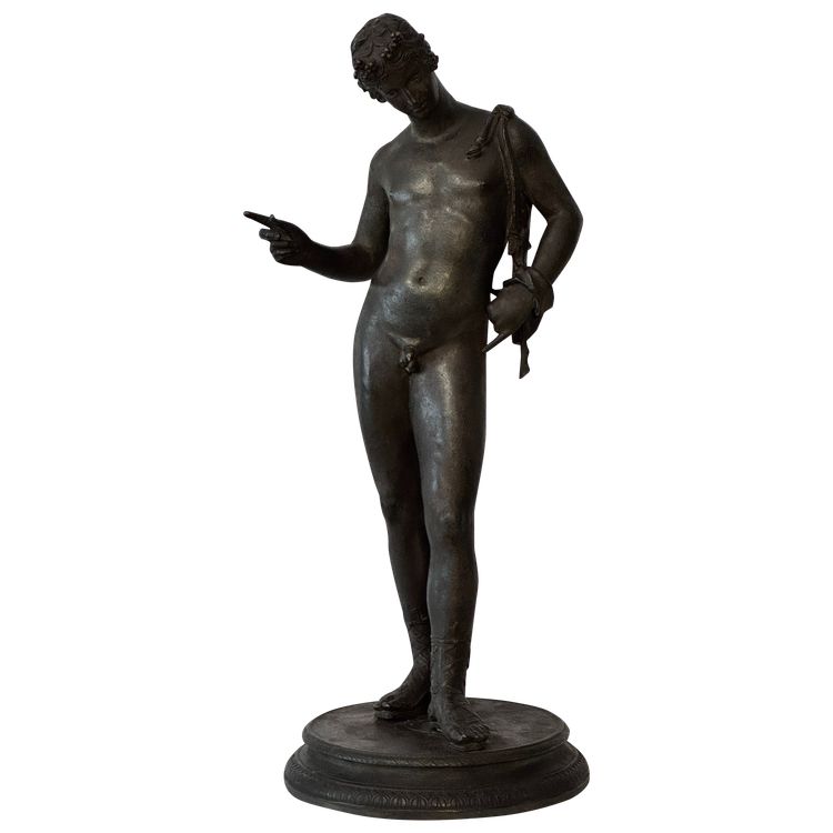Narciso di Pompei, scultura in bronzo del "Grand Tour" H 63 cm