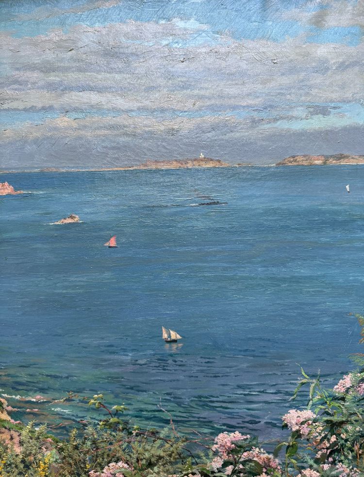 Ferdinand Joseph GUELDRY (1858-1945) Bretagna, le Sette Isole viste dalla Pointe du Skewel Ploumanach