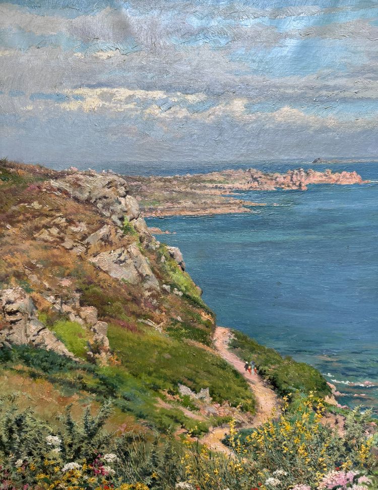 Ferdinand Joseph GUELDRY (1858-1945) Bretagna, le Sette Isole viste dalla Pointe du Skewel Ploumanach