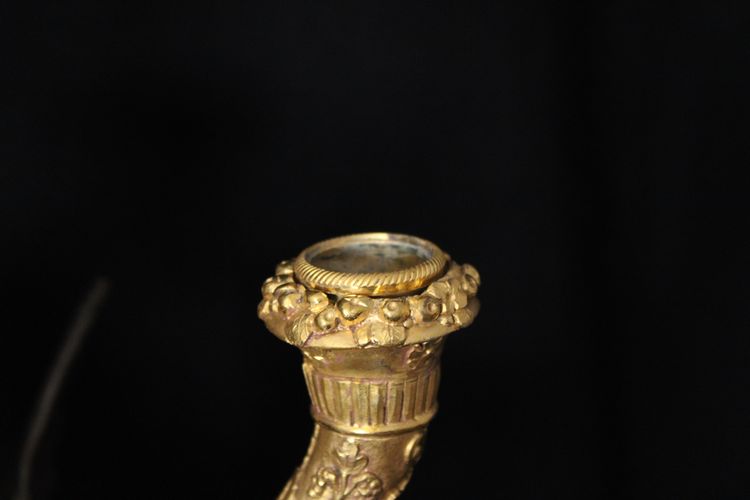 Empire wall lamp in gilded and patinated bronze with Fame, 19th century